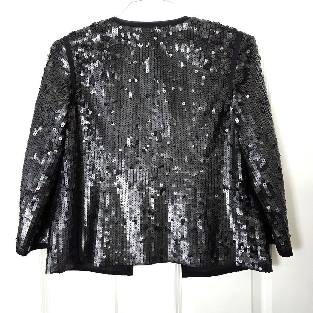 Open Front Solid Black Sequin Cocktail Holiday Ja… - image 3